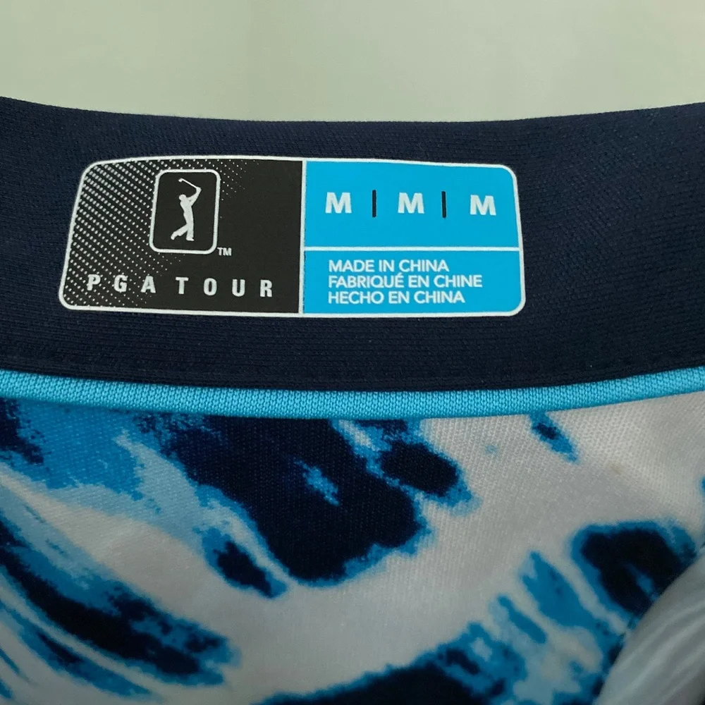 NWT PGA Tour Blue White Sleeveless Polo Golf Shirt Sz M - Picture 5 of 8